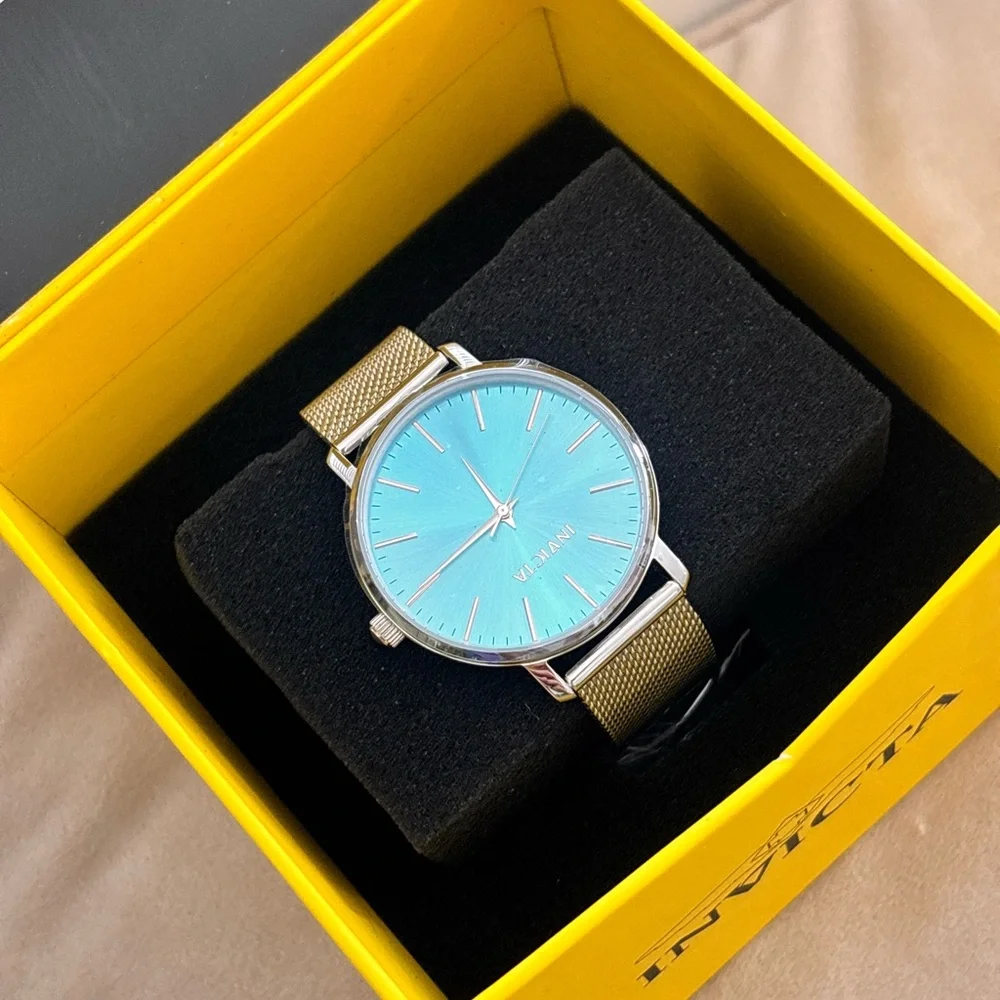 Invicta Ladies Silver Mesh Watch with Blue Dial